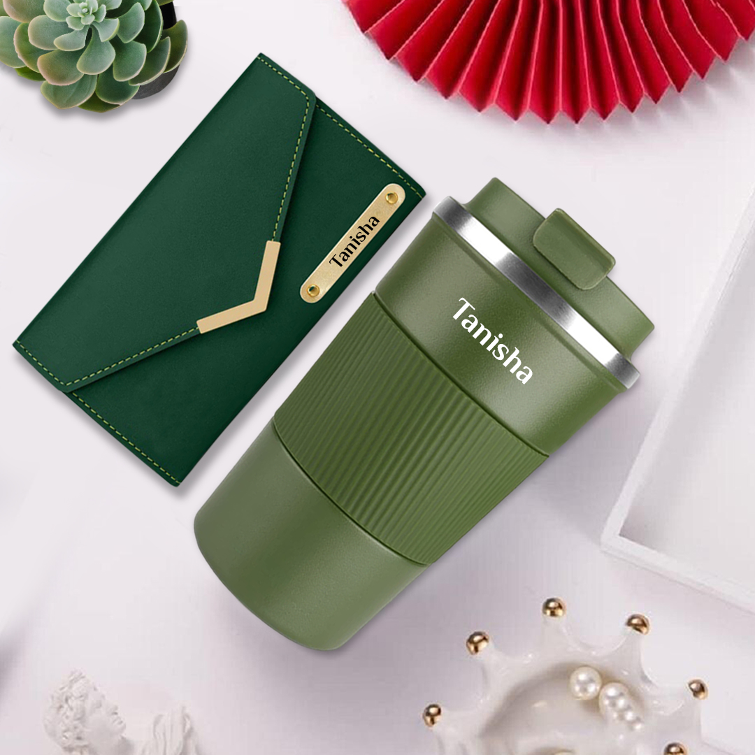 1738310809_Gifts for Her Personalized 2-in-1 Women’s Wallet & Tumbler in Green